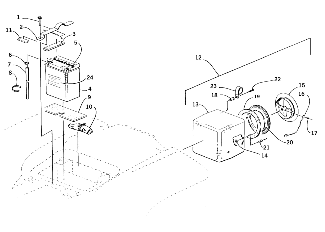 Parts Diagram for Arctic Cat 2000 500 4X4 () ATV STORAGE BOX AND BATTERY ASSEMBLY