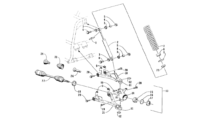 Parts Diagram for Arctic Cat 2000 250 2X4 () ATV FRONT SUSPENSION ASSEMBLY