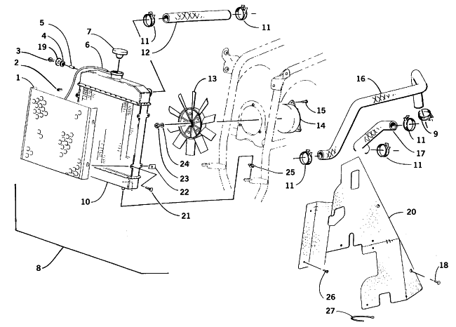 Parts Diagram for Arctic Cat 2000 400 4X4 () ATV COOLING ASSEMBLY