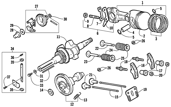 Parts Diagram for Arctic Cat 2001 Z 120 SNO PRO SNOWMOBILE PISTON AND CRANKSHAFT