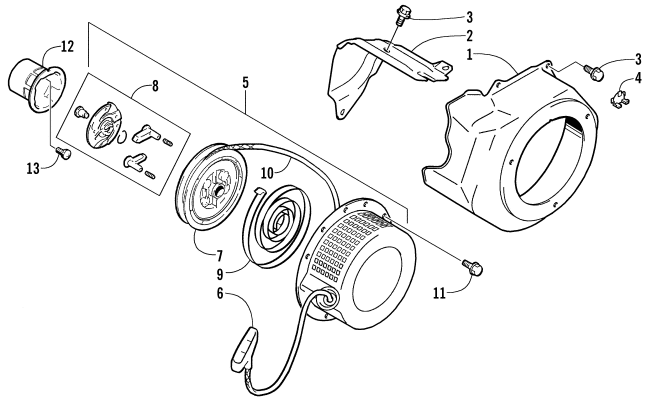 Parts Diagram for Arctic Cat 2001 Z 120 SNOWMOBILE RECOIL STARTER