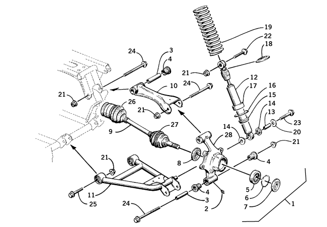 Parts Diagram for Arctic Cat 2000 250 2X4 () ATV REAR SUSPENSION ASSEMBLY