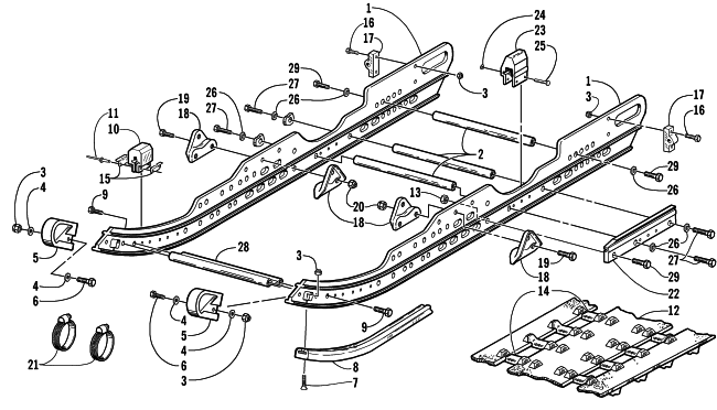 Parts Diagram for Arctic Cat 2000 ZR 600 BLAIR MORGAN SIGNATURE EDITION SNOWMOBILE SLIDE RAIL AND TRACK ASSEMBLY