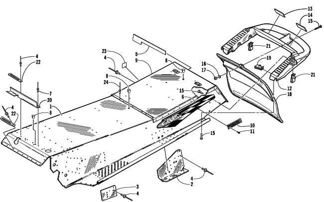 Parts Diagram for Arctic Cat 2000 ZR 600 BLAIR MORGAN SIGNATURE EDITION SNOWMOBILE TUNNEL AND REAR BUMPER