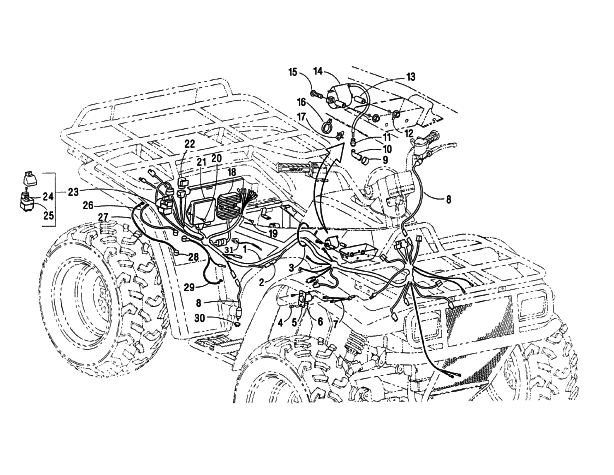 Parts Diagram for Arctic Cat 2000 500 4X4 () ATV WIRING HARNESS ASSEMBLY