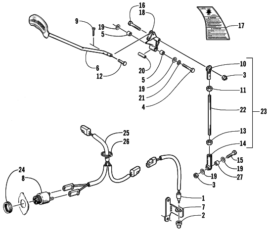 Parts Diagram for Arctic Cat 2000 ZL 600 SNOWMOBILE REVERSE SHIFT LEVER ASSEMBLY (OPTIONAL)