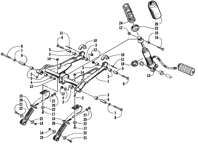 Parts Diagram for Arctic Cat 2000 ZR 440 SNO PRO () SNOWMOBILE REAR SUSPENSION FRONT ARM ASSEMBLY