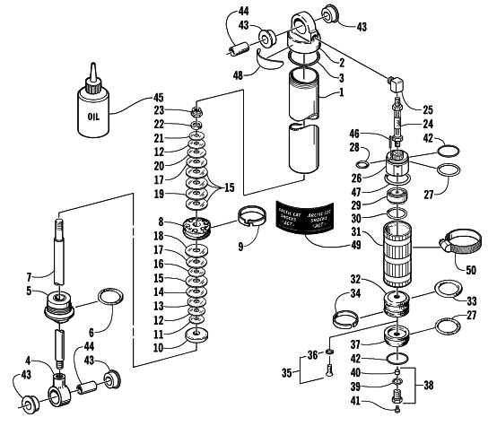 Parts Diagram for Arctic Cat 2000 ZR 440 SNO PRO () SNOWMOBILE REAR SUSPENSION REAR ARM SHOCK ABSORBER