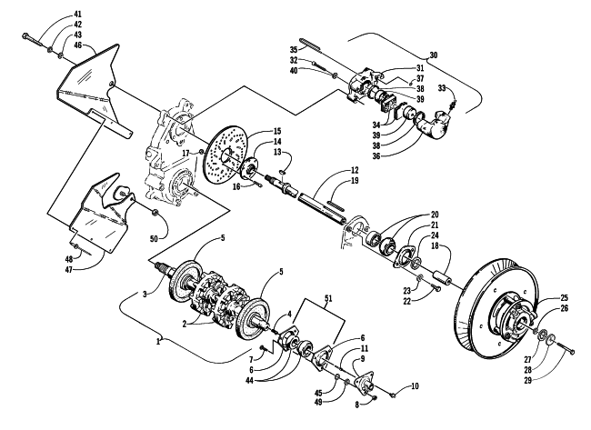 Parts Diagram for Arctic Cat 2000 ZR 440 SNO PRO () SNOWMOBILE DRIVE TRAIN SHAFTS AND BRAKE ASSEMBLIES