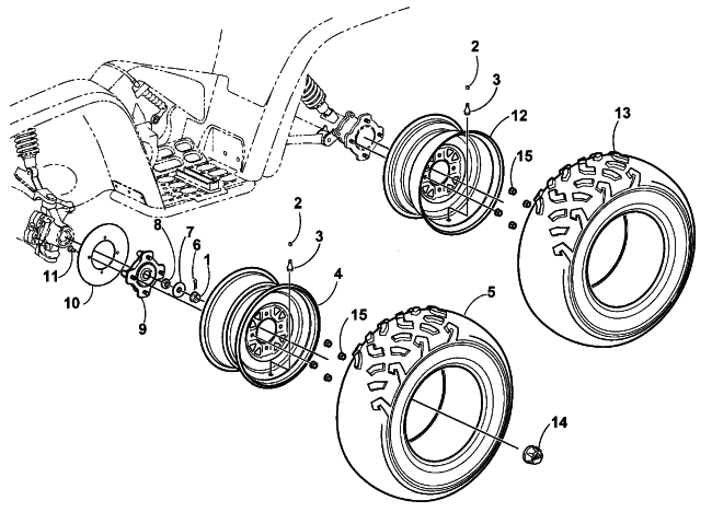 Parts Diagram for Arctic Cat 2000 500 CC AUTOMATIC () ATV WHEEL AND TIRE ASSEMBLY