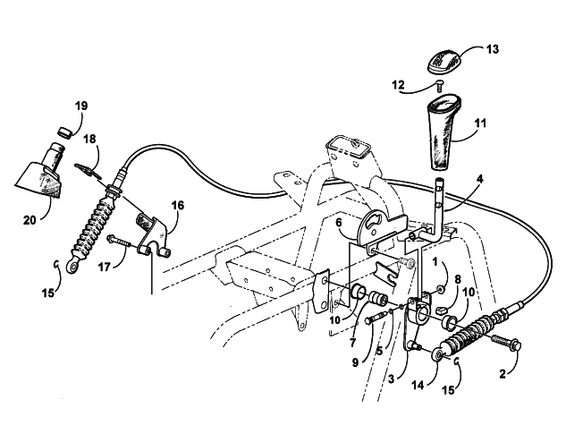 Parts Diagram for Arctic Cat 2000 500 CC AUTOMATIC () ATV SHIFT LEVER ASSEMBLY