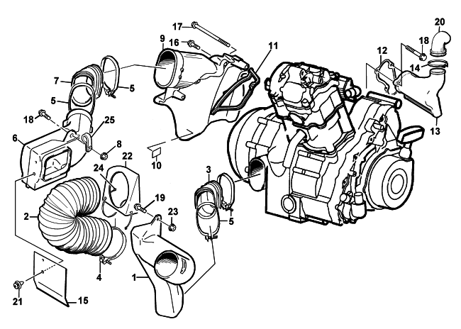 Parts Diagram for Arctic Cat 2001 500 CC (AUTOMATIC TRANSMISSION) ATV CASE/BELT COOLING ASSEMBLY