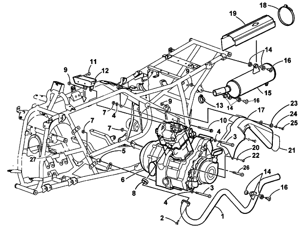 Parts Diagram for Arctic Cat 2001 500 CC (AUTOMATIC TRANSMISSION) ATV ENGINE AND EXHAUST