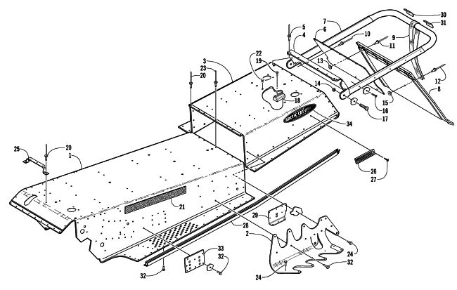 Parts Diagram for Arctic Cat 2000 ZR 440 SNO PRO () SNOWMOBILE TUNNEL AND REAR BUMPER