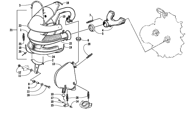 Parts Diagram for Arctic Cat 2000 ZR 440 SNO PRO SNOWMOBILE EXHAUST ASSEMBLY