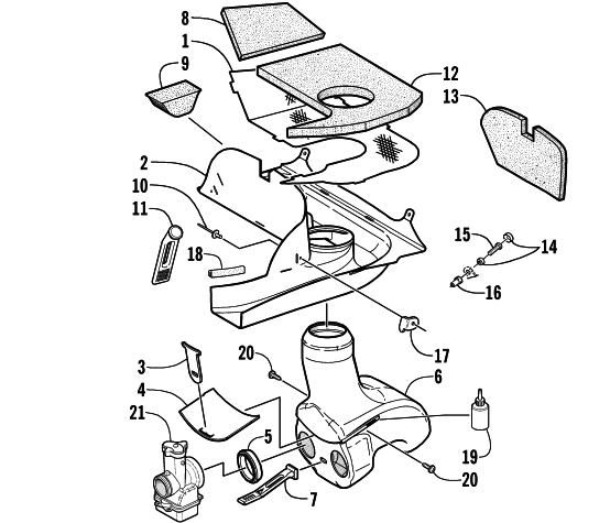 Parts Diagram for Arctic Cat 2000 ZR 440 SNO PRO () SNOWMOBILE AIR SILENCER ASSEMBLY