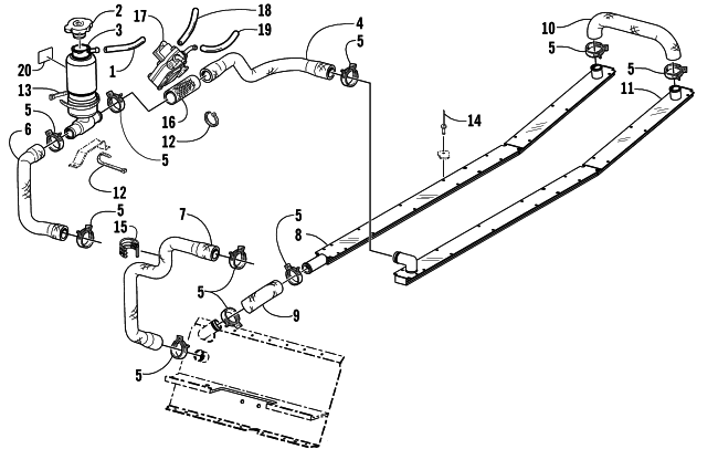 Parts Diagram for Arctic Cat 2000 ZR 440 SNO PRO () SNOWMOBILE COOLING ASSEMBLY