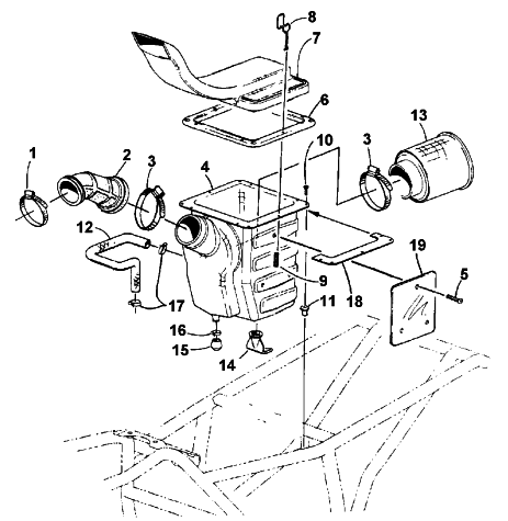 Parts Diagram for Arctic Cat 2001 500 CC (AUTOMATIC TRANSMISSION) ATV AIR INTAKE ASSEMBLY