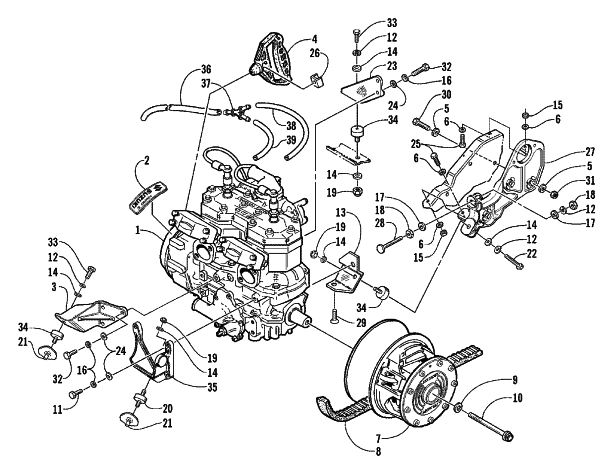 Parts Diagram for Arctic Cat 2001 MOUNTAIN CAT 600 VEV SNOWMOBILE ENGINE AND RELATED PARTS