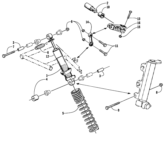 Parts Diagram for Arctic Cat 2001 ZR 800 () SNOWMOBILE SHOCK ABSORBER AND SWAY BAR ASSEMBLY