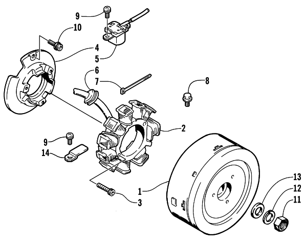 Parts Diagram for Arctic Cat 2001 MOUNTAIN CAT 600 VEV SNOWMOBILE MAGNETO