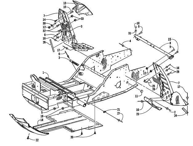 Parts Diagram for Arctic Cat 2001 ZR 600 () SNOWMOBILE FRONT FRAME AND FOOTREST ASSEMBLY