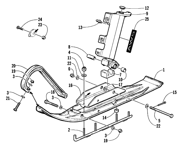 Parts Diagram for Arctic Cat 2001 MOUNTAIN CAT 600 VEV SNOWMOBILE SKI AND SPINDLE ASSEMBLY
