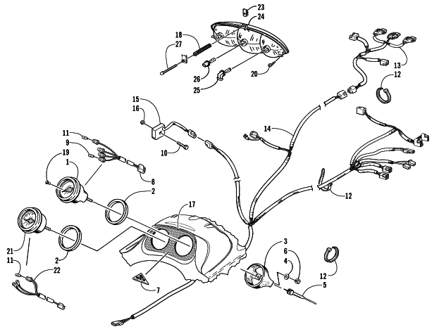 Parts Diagram for Arctic Cat 2001 MOUNTAIN CAT 600 VEV SNOWMOBILE HEADLIGHT, INSTRUMENTS, AND WIRING ASSEMBLIES