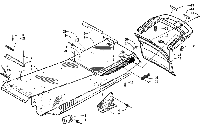 Parts Diagram for Arctic Cat 2001 ZR 800 LE SNOWMOBILE TUNNEL AND REAR BUMPER