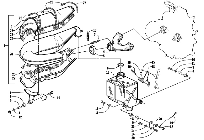 Parts Diagram for Arctic Cat 2001 ZR 600 VEV SNOWMOBILE EXHAUST ASSEMBLY