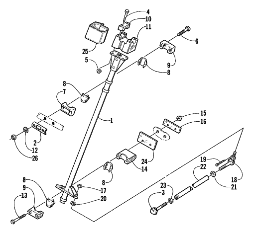 Parts Diagram for Arctic Cat 2001 MOUNTAIN CAT 600 VEV SNOWMOBILE STEERING POST ASSEMBLY