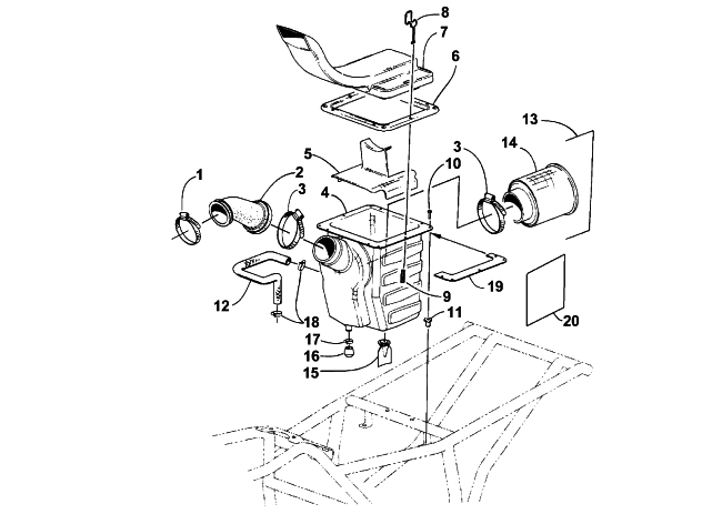 Parts Diagram for Arctic Cat 1996 BEARCAT 4X4 ATV AIR INTAKE ASSEMBLY