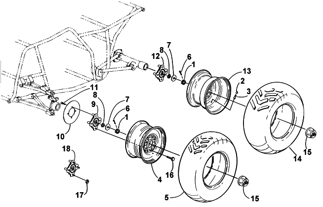 Parts Diagram for Arctic Cat 2000 500 4X4 () ATV WHEEL AND TIRE ASSEMBLY