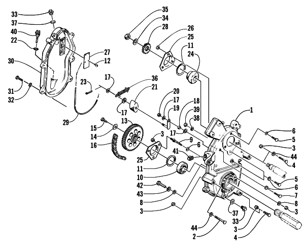 Parts Diagram for Arctic Cat 2001 Z 440 (ES) SNOWMOBILE DRIVE/DROPCASE ASSEMBLY