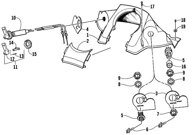 Parts Diagram for Arctic Cat 2001 PANTHER 440 SNOWMOBILE CONSOLE AND SWITCH ASSEMBLY