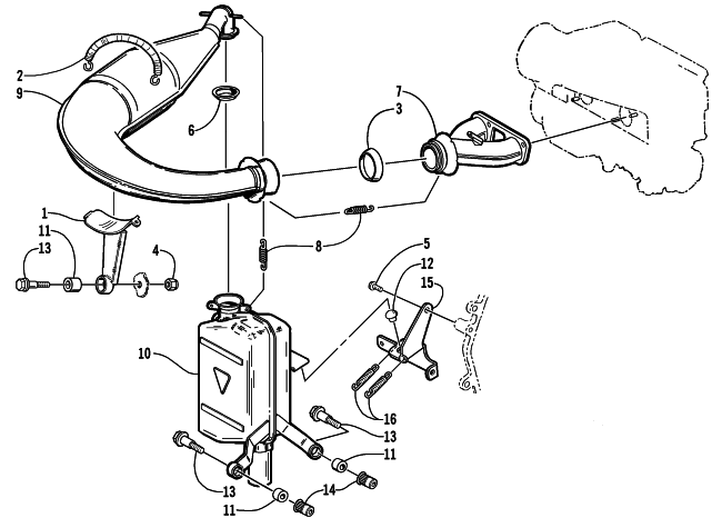 Parts Diagram for Arctic Cat 2001 Z 440 (ES) SNOWMOBILE EXHAUST ASSEMBLY