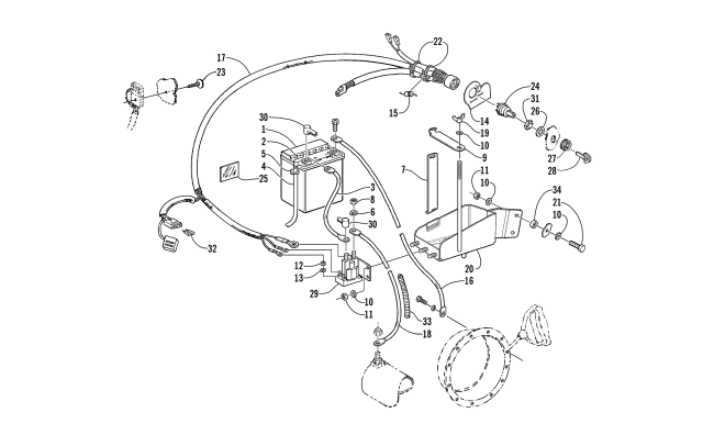 Parts Diagram for Arctic Cat 2001 Z 440 (ES) SNOWMOBILE BATTERY, SOLENOID, AND CABLES