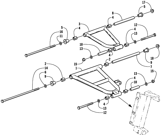 Parts Diagram for Arctic Cat 2001 PANTERA 1000 () SNOWMOBILE A-ARM ASSEMBLY