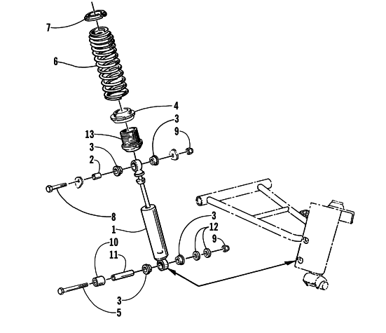 Parts Diagram for Arctic Cat 2001 PANTHER 370 SNOWMOBILE SHOCK ABSORBER ASSEMBLY