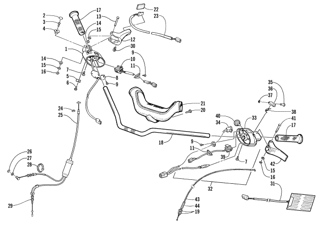 Parts Diagram for Arctic Cat 2001 PANTHER 370 () SNOWMOBILE HANDLEBAR AND CONTROLS