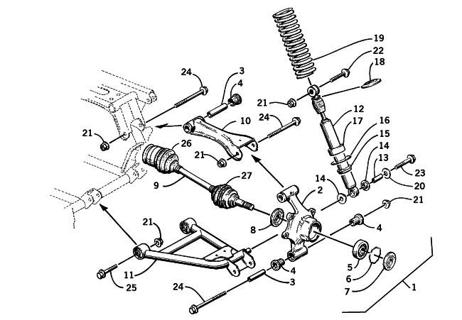 Parts Diagram for Arctic Cat 2001 300 2X4 ATV REAR SUSPENSION ASSEMBLY