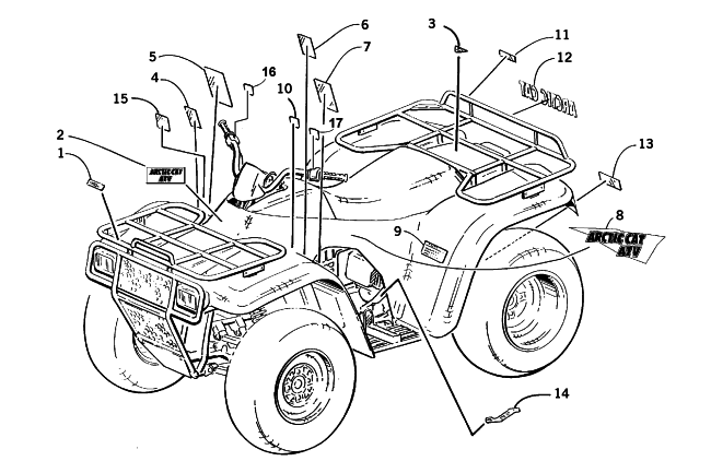 Parts Diagram for Arctic Cat 2001 300 4X4 ATV DECALS