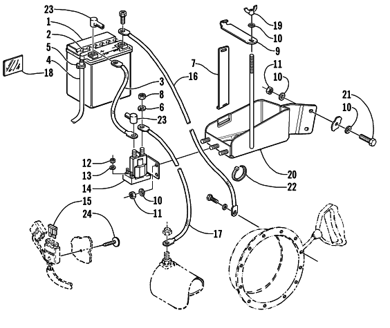 Parts Diagram for Arctic Cat 2001 PANTHER 440 (ESR) SNOWMOBILE BATTERY, SOLENOID, AND CABLES (esr)