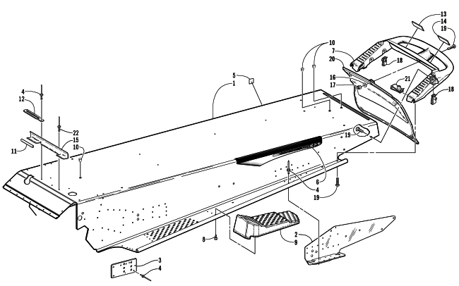 Parts Diagram for Arctic Cat 2001 PANTHER 550 SNOWMOBILE TUNNEL AND REAR BUMPER