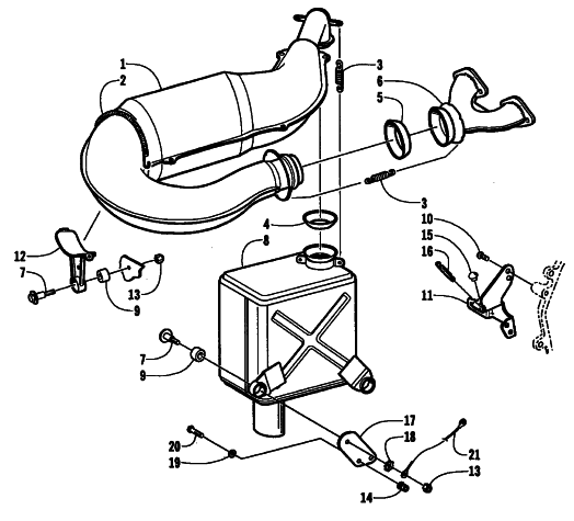 Parts Diagram for Arctic Cat 2001 PANTHER 550 SNOWMOBILE EXHAUST ASSEMBLY