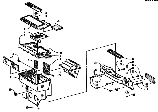 Parts Diagram for Arctic Cat 2001 PANTHER 550 SNOWMOBILE AIR SILENCER ASSEMBLY