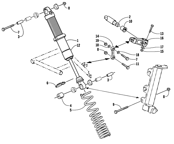 Parts Diagram for Arctic Cat 2001 THUNDERCAT () SNOWMOBILE SHOCK ABSORBER AND SWAY BAR ASSEMBLY