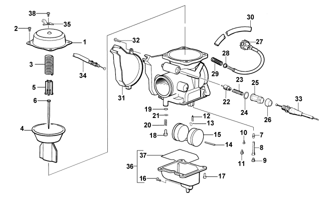 Parts Diagram for Arctic Cat 2001 300 2X4 ATV CARBURETOR (300 cc)