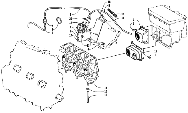 Parts Diagram for Arctic Cat 2001 THUNDERCAT () SNOWMOBILE CARBURETOR AND FUEL PUMP ASSEMBLY