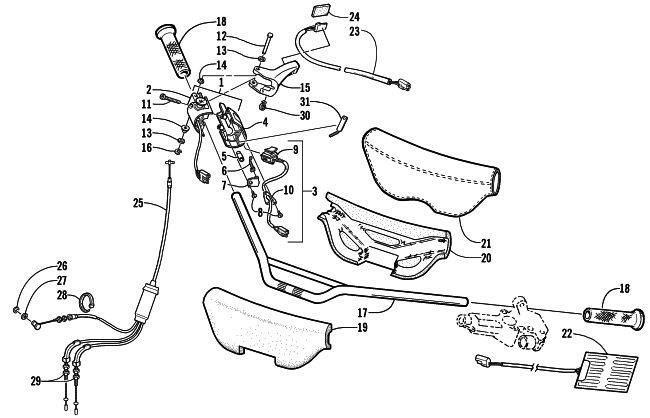 Parts Diagram for Arctic Cat 2001 ZL 550 (ESR) SNOWMOBILE HANDLEBAR AND CONTROLS